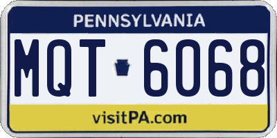 PA license plate MQT6068