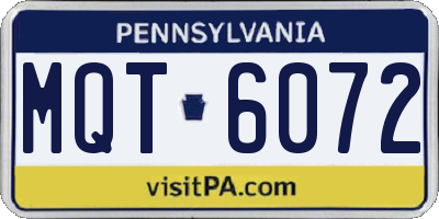 PA license plate MQT6072