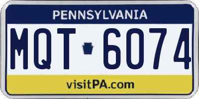 PA license plate MQT6074
