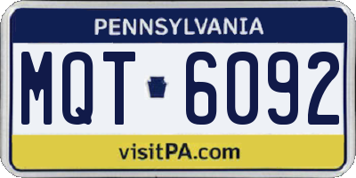 PA license plate MQT6092