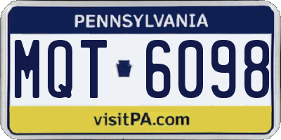 PA license plate MQT6098