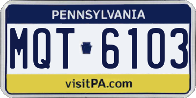 PA license plate MQT6103