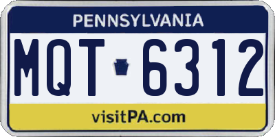 PA license plate MQT6312