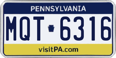 PA license plate MQT6316