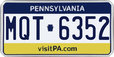 PA license plate MQT6352