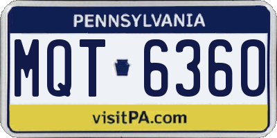 PA license plate MQT6360
