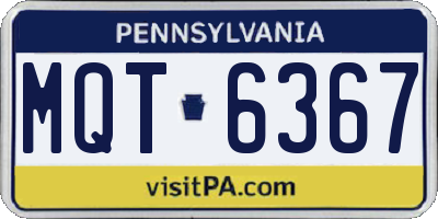 PA license plate MQT6367