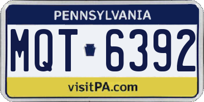 PA license plate MQT6392