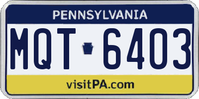 PA license plate MQT6403