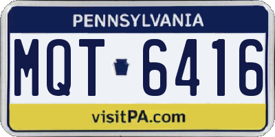 PA license plate MQT6416