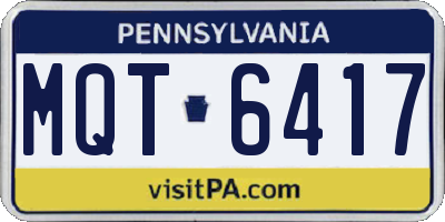 PA license plate MQT6417
