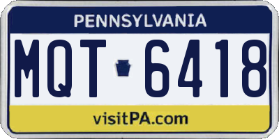 PA license plate MQT6418