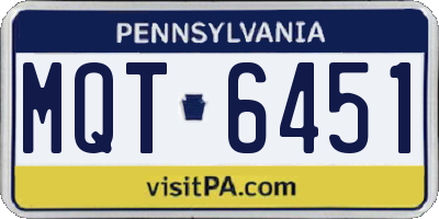 PA license plate MQT6451