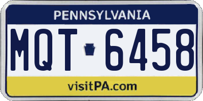 PA license plate MQT6458