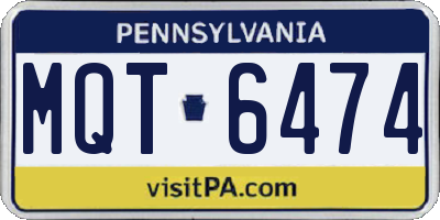 PA license plate MQT6474