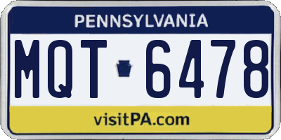 PA license plate MQT6478