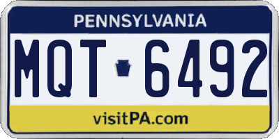 PA license plate MQT6492