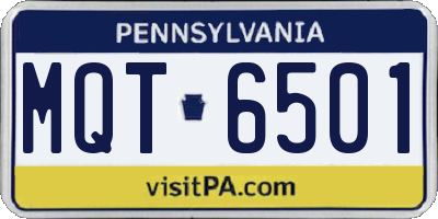 PA license plate MQT6501