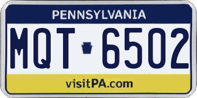 PA license plate MQT6502