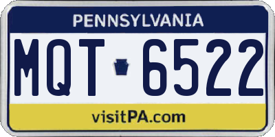 PA license plate MQT6522