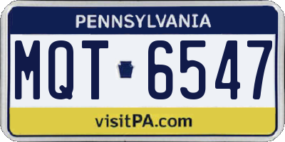 PA license plate MQT6547