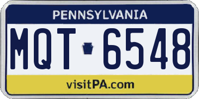 PA license plate MQT6548