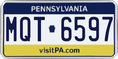 PA license plate MQT6597