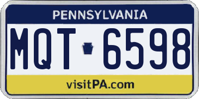 PA license plate MQT6598