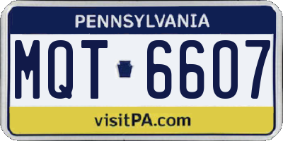 PA license plate MQT6607