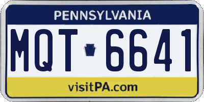 PA license plate MQT6641