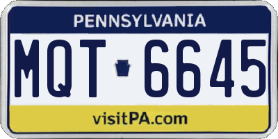 PA license plate MQT6645