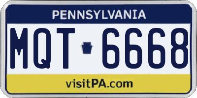 PA license plate MQT6668