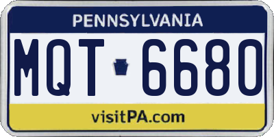 PA license plate MQT6680