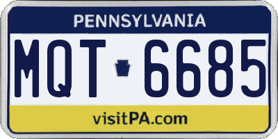 PA license plate MQT6685