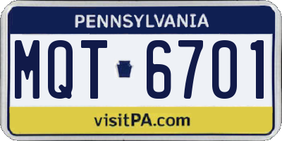 PA license plate MQT6701