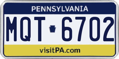 PA license plate MQT6702