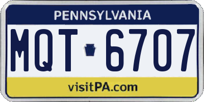 PA license plate MQT6707