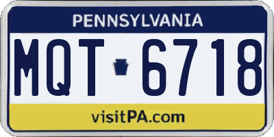 PA license plate MQT6718