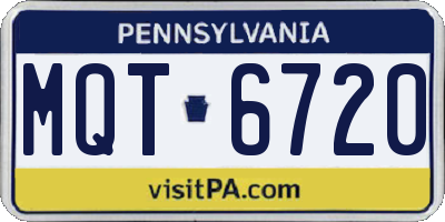 PA license plate MQT6720