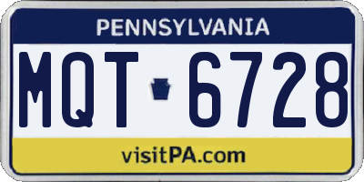 PA license plate MQT6728
