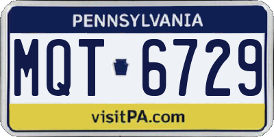 PA license plate MQT6729