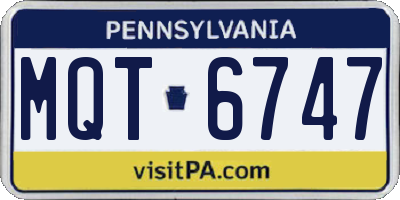 PA license plate MQT6747
