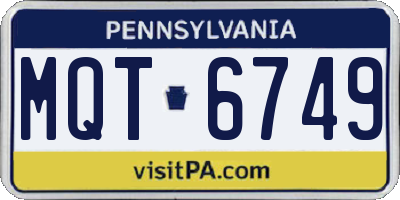 PA license plate MQT6749