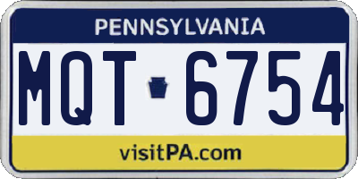 PA license plate MQT6754