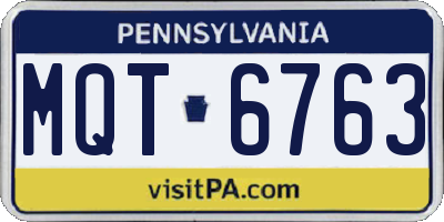 PA license plate MQT6763