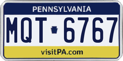 PA license plate MQT6767