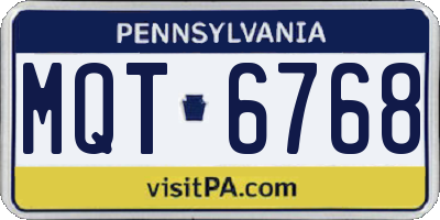 PA license plate MQT6768