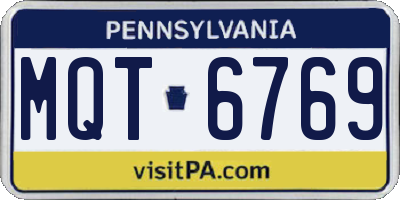 PA license plate MQT6769