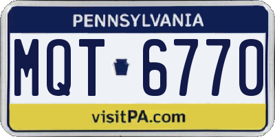 PA license plate MQT6770