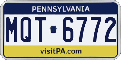 PA license plate MQT6772